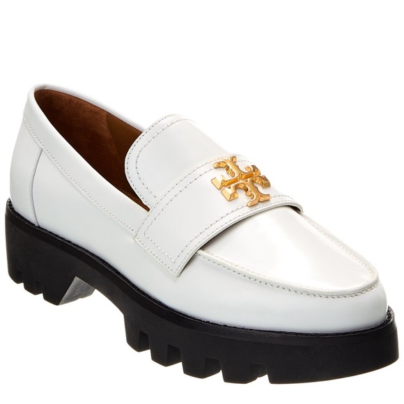 Tory Burch White Leather Platform Loafers